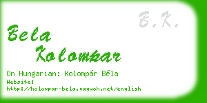 bela kolompar business card